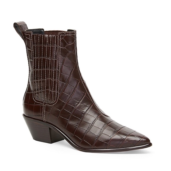 Loeffler Randall Shoes - Loeffler Randall Aylan Western Bootie Brown Croc
